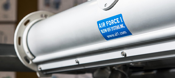 Close-up of Air Knife system component from Air Force 1 Blow Off Systems